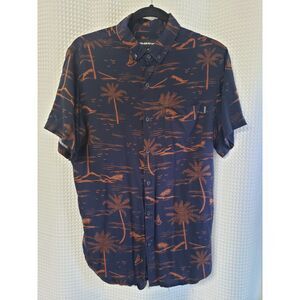 Molokai Mens Shirt Size Medium Blue Palm Trees Beach Top Surf Casual